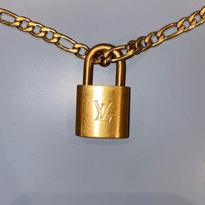 Auth. Louis Vuitton Lock + 18k Gold Cuban Chain